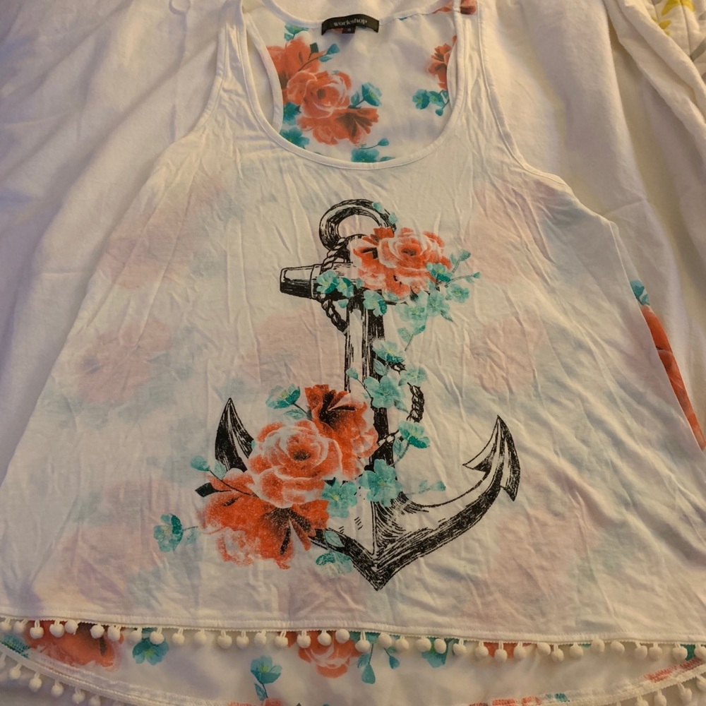 Anchor tank top with roses.